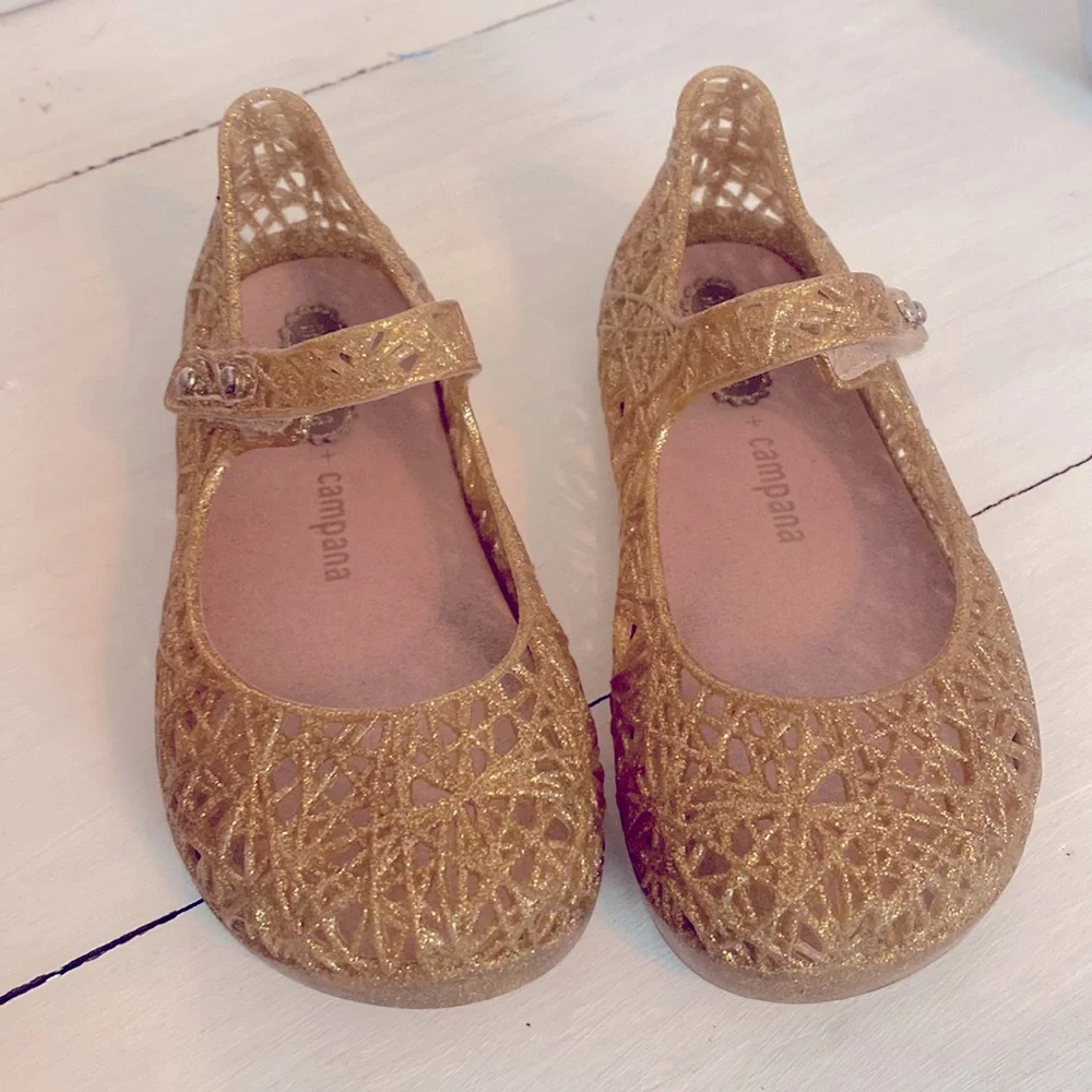 Gold Mini Melissa Sandals. Size 6. Great condition! - Picture 1 of 4